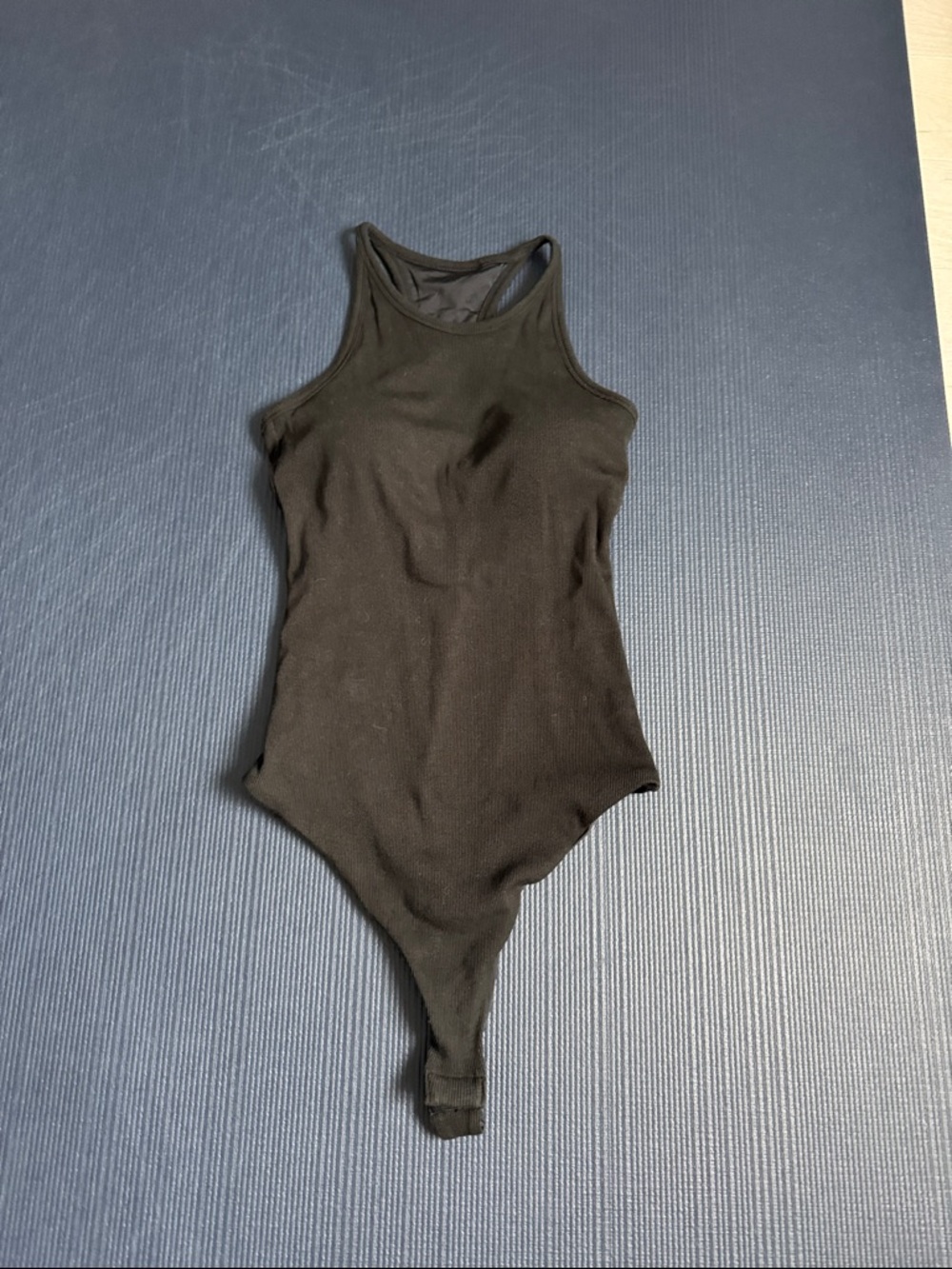 KN Klassy Network Black Ribbed High Neck Bodysuit, Large, EC